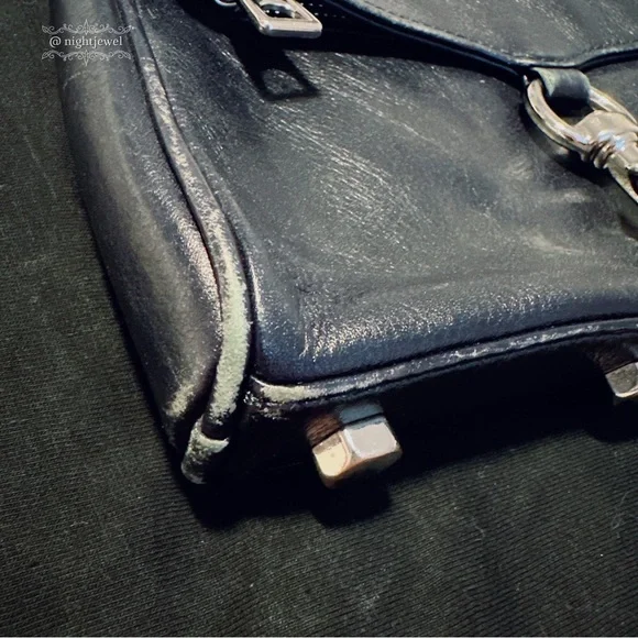 💙REBECCA MINKOFF Dark Navy Blue MAC clutch crossbody small medium silver chain - Picture 4 of 10